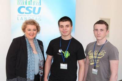 Girls�und Boys�Day im Bayerischen Landtag
 MdL Guttenberger freut sich �ber den Besuch von David Palese und Tobias Hopf von der Staatlichen Realschule Zirndorf bei der CSU-Fraktion im Bayerischen Landtag.