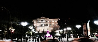 Ankunft in Athen: Blick auf das Griechische Parlamentsgeb�ude und anschlie�endes Gespr�ch mit dem Deutschen Botschafter