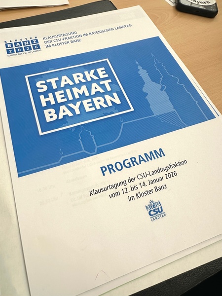 Unter dem Motto "Starke Heimat Bayern - Gemeinsam mutig voran" steht die diesj&auml;hrige Arbeitstagung der CSU-Fraktion in Banz.
Foto: P. Guttenberger